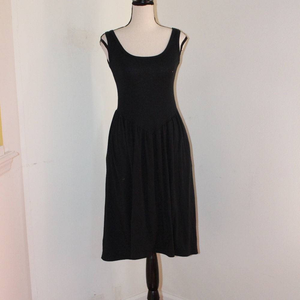 Currants By Jeri-Jo, black sleeveless ribbed top dress